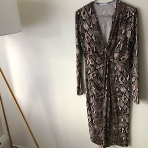 Zara snakeskin deep v dress